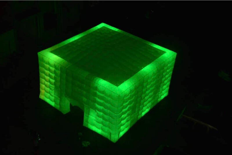 Inflatable nightclub glowing green
